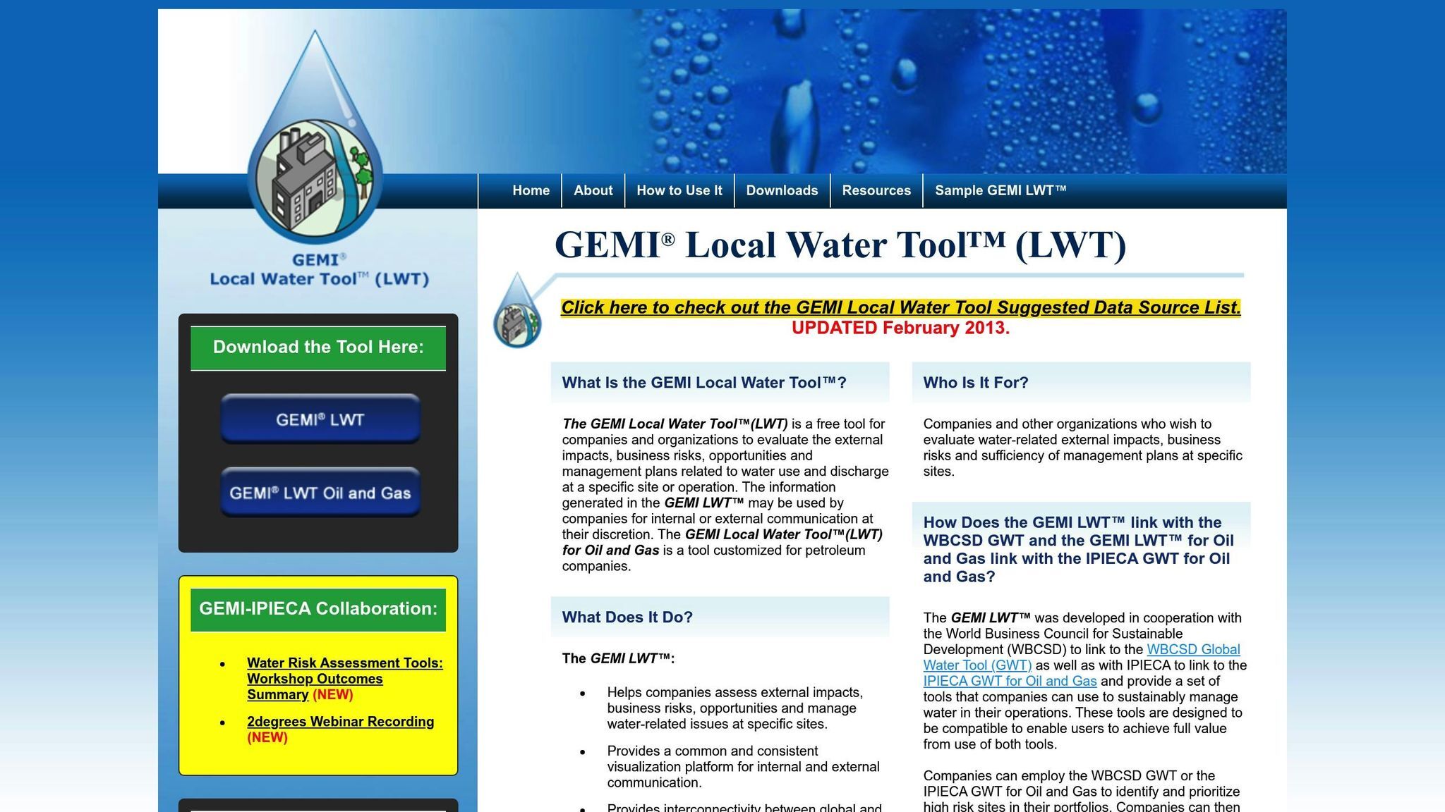 GEMI Local Water Tool