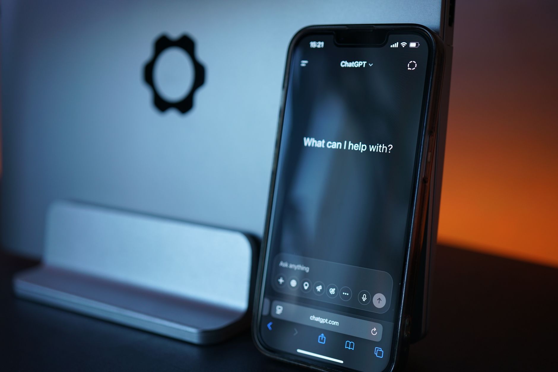 Smartphone showing an AI chat interface