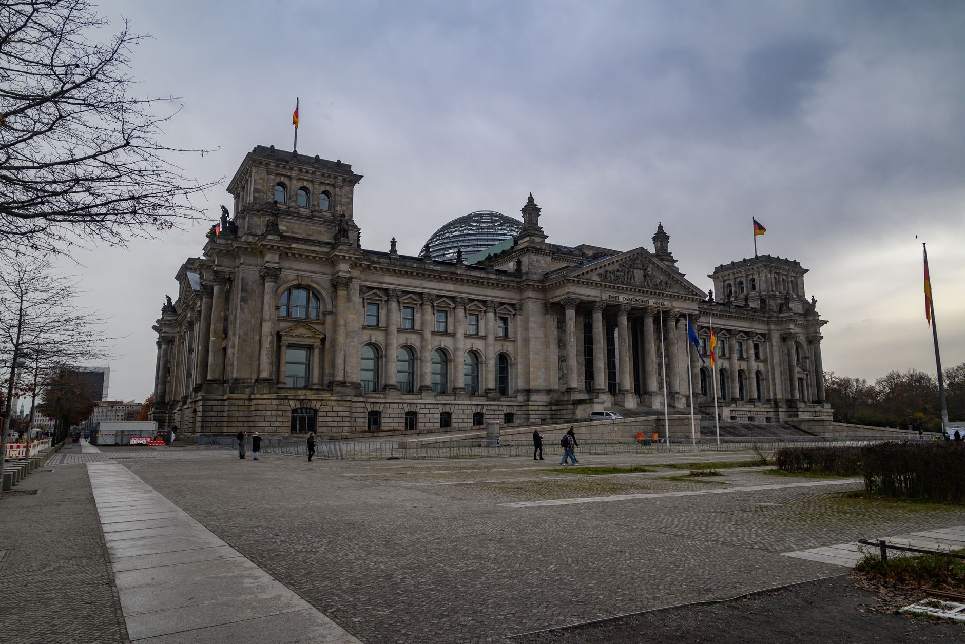 Reichstag building in Berlin under a cloudy sky